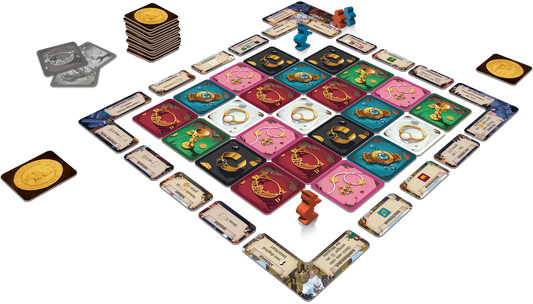 Eine normaler Spielaufbau Robin von Locksley (mit 3 Plättchen)